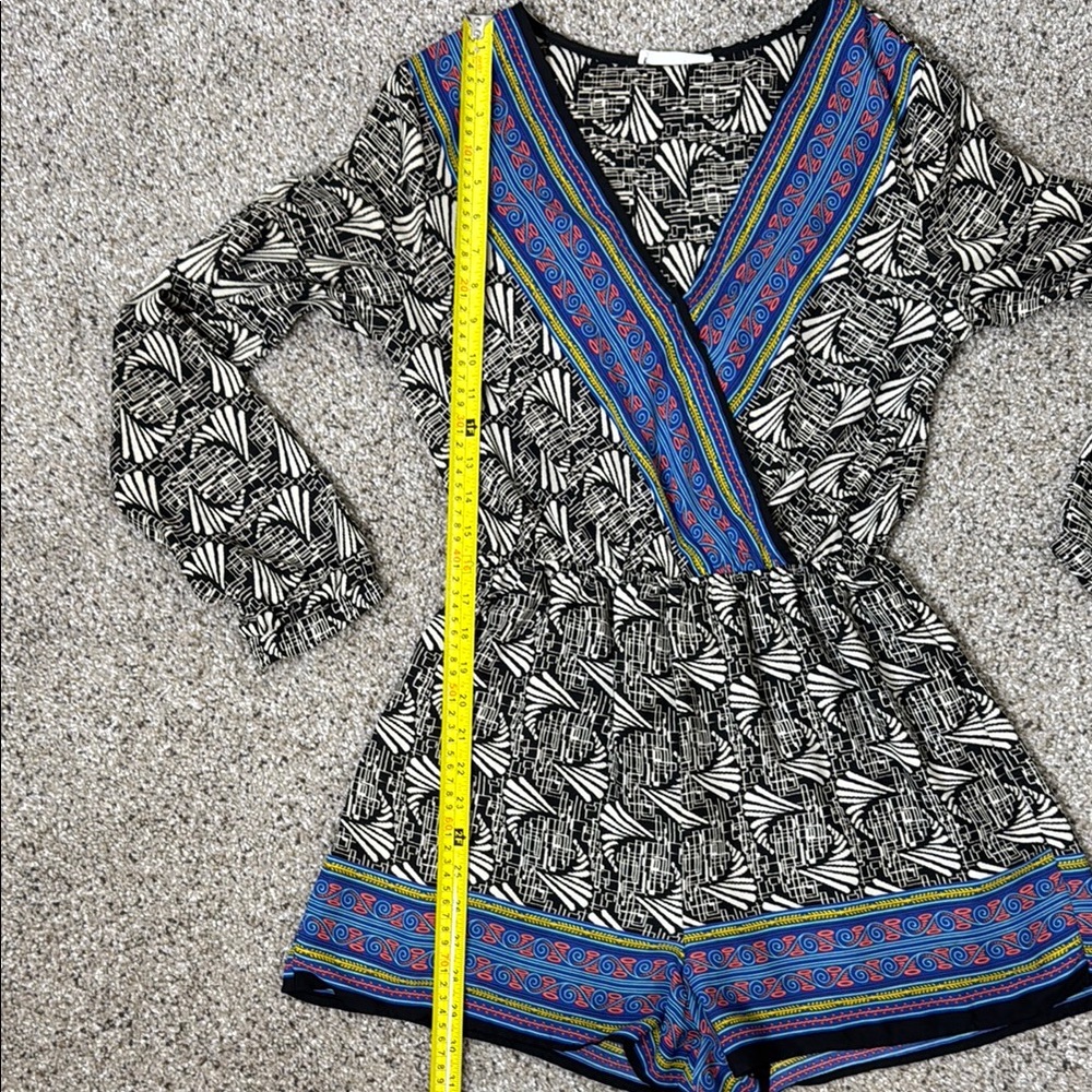 Lush Black and Blue Patterned Romper Small - Picture 12 of 14